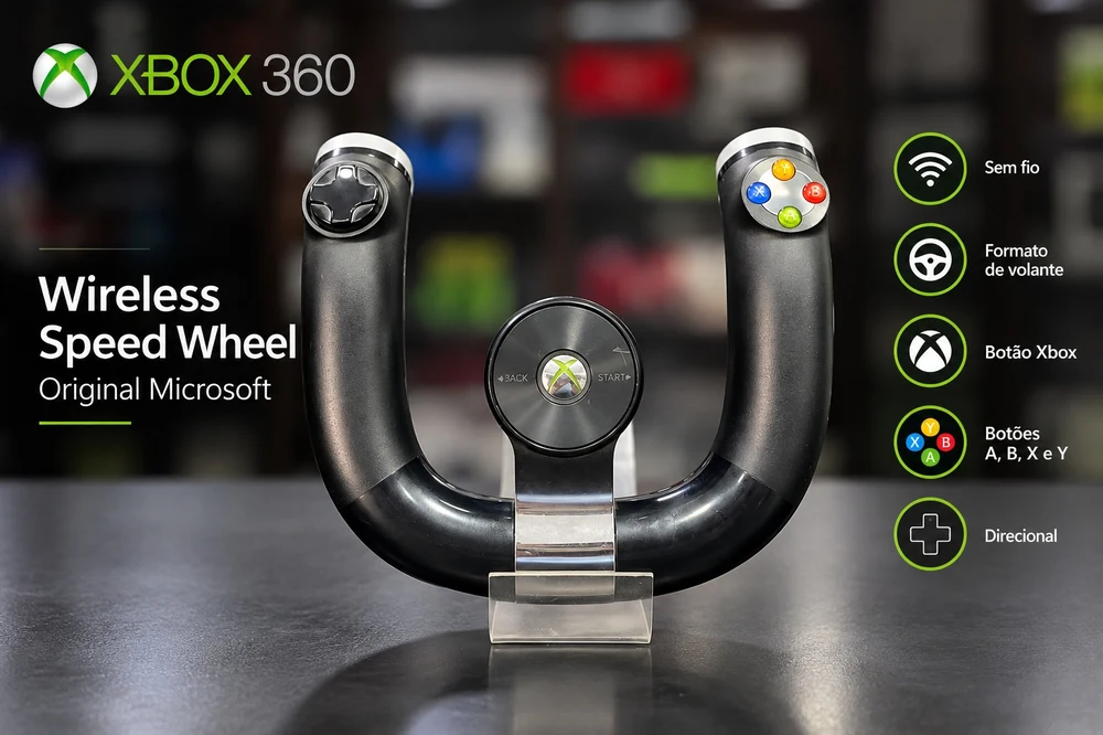 Xbox 360 Speed Wheel Original Sem Fio Seminovo